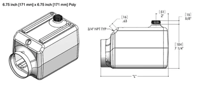 Reservatório horizontal Monarch 14165 K14165 galão poli 6,75 x 6,75 x 9 polegadas - Imagem 1 de 2