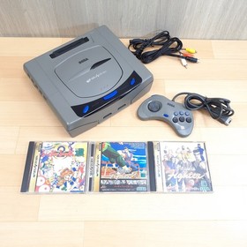 Sega Saturn console bundle with 3 Games, 1 controller & cables Japan Gray
