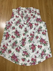 Jon & Anna Tank Top Damen Extra Large XL Blumen V-Ausschnitt ärmellos durchsichtig  - Bild 1 von 7