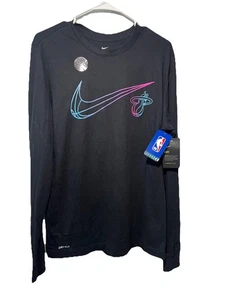 Nike NBA Miami Heat Logo Dri-FIT Long Sleeve T-shirt Size Small-New - Picture 1 of 9