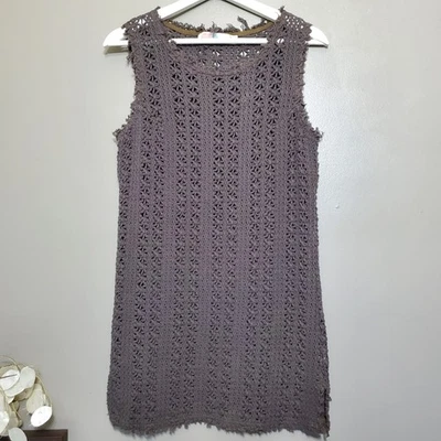 Cobertura de malha Free People Beach Thrifty Eyes crochê tamanho pequeno franja marrom - Imagem 1 de 4