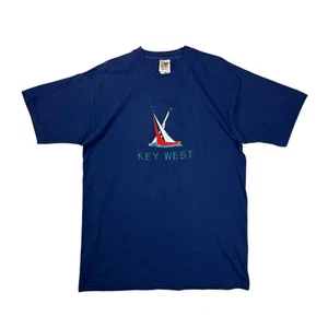 Vintage Key West Florida Single Stitch T-Shirt Gr. L Navy Embroidered Logo FOTL - Bild 1 von 5