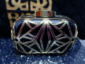 Biba Black & Gold Art Deco Vintage Style Mini Clutch Evening Bag - Flaws - Picture 1 of 9