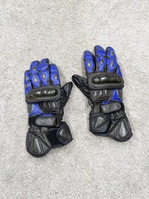Motorcycle Racing Gauntlet Gloves Leather Carbon Knuckles Blue XXL Keprotec - Image 1 of 4
