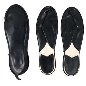 Zapatillas de viaje vintage negras sin cordones en estuche retro mulas para hombre L 11-12 Japón - Imagen 1 de 5