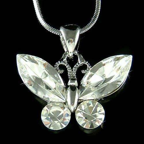 Collana Da Sposa In Cristallo Swarovski A Farfalla Trasparente Nuova - Immagine 1 di 1