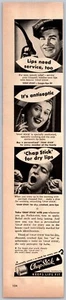 LIFE 1951 IMPRESIÓN ANUNCIO CHAP STICK LABIOS ANTISÉPTICO - Imagen 1 de 1