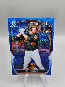 2023 Bowman Chrome Max Wagner 1st Prospect Blue Shimmer /150 Orioles - Bild 1 von 3