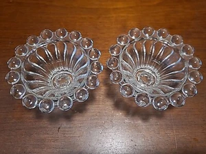 2 candelabri in vetro artistico vetro trasparente Hobnail Bubble Boopie, portacandele - Foto 1 di 8