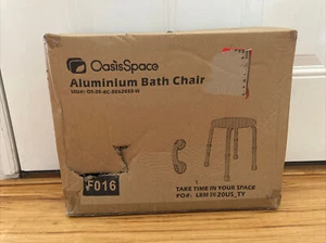 NEW Oasis Space Aluminum Bath Chair OS-28-BC-BE62033-W F016 Shower Round White - Picture 1 of 12