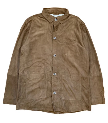 Chaqueta Peter Millar Marrón Gamuza Cuero Forrada Abotonada Talla Grande Ver Fotos Foto 1 de 4