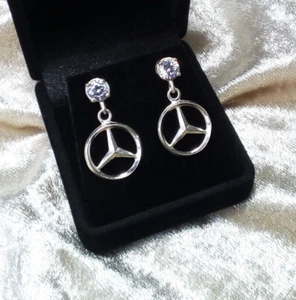 Mercedes Earrings For Women 925 Solid Silver Car Jewelry Birthday Gift Idea - Picture 1 of 3