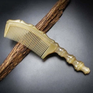 Bamboo Shape Yark Horn Scraping Plate Massage Anti-static Comb Gua Sha Board - Picture 1 of 8