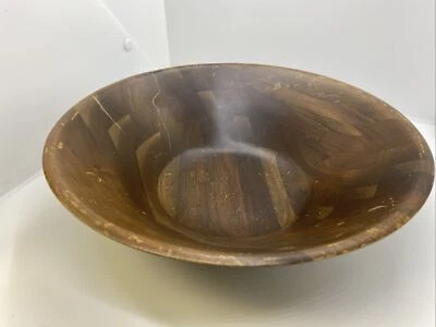 Ensaladera grande de madera vintage acabado nogal mediados de siglo MCM Foto 1 de 4