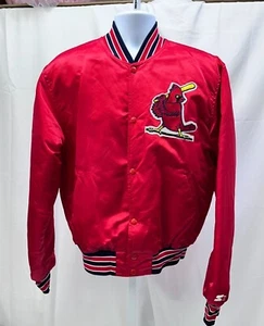 Authentische rote Cardinal Baseball Starter Jacke gestepptes Futter gerippte Bündchen & Saum - Bild 1 von 7