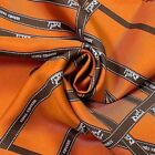 Authentic HERMES Scarf Silk 100% Carre 40 Bolduc Ribbon Orange/Brown