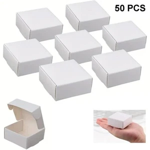50 Pack Small Kraft Paper Gift Boxes 2.16x2.16x0.98 in Gift Boxes w/ Lid, White - Picture 1 of 7