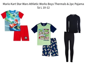 Mario Kart Star Wars Athletic Works Boys Thermals & 2pc Pajama Sets Sz L 10-12 - Picture 1 of 11