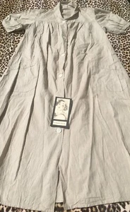 FRENCH 1930s MATERNITY A-LINE PLEATED DRESS~LINEN COTTON~MADE IN FRANCE~UNWORN~M - Picture 1 of 8