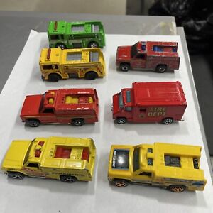 Vintage Hot Wheels 1974/76/88 Rescue Vehicle Emergency Unit fire trucks lot of 7