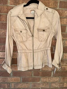 NWT Mudd Girls Junior Medium Cargo Utility Safari Jacket Full Zipper Pockets NEW - Picture 1 of 4