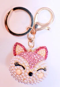 Strass Glitzer Schlüsselanhänger Anhänger Handtasche Handyanhänger lächelnde glückliche Katze - Bild 1 von 2