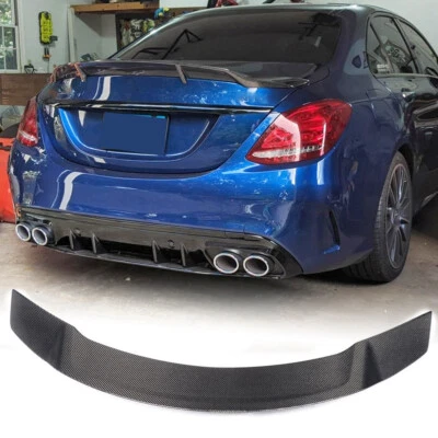 Alerón trasero de carbono real para Mercedes Benz W205 C200 C43 C63 2015-2021 Foto 1 de 4