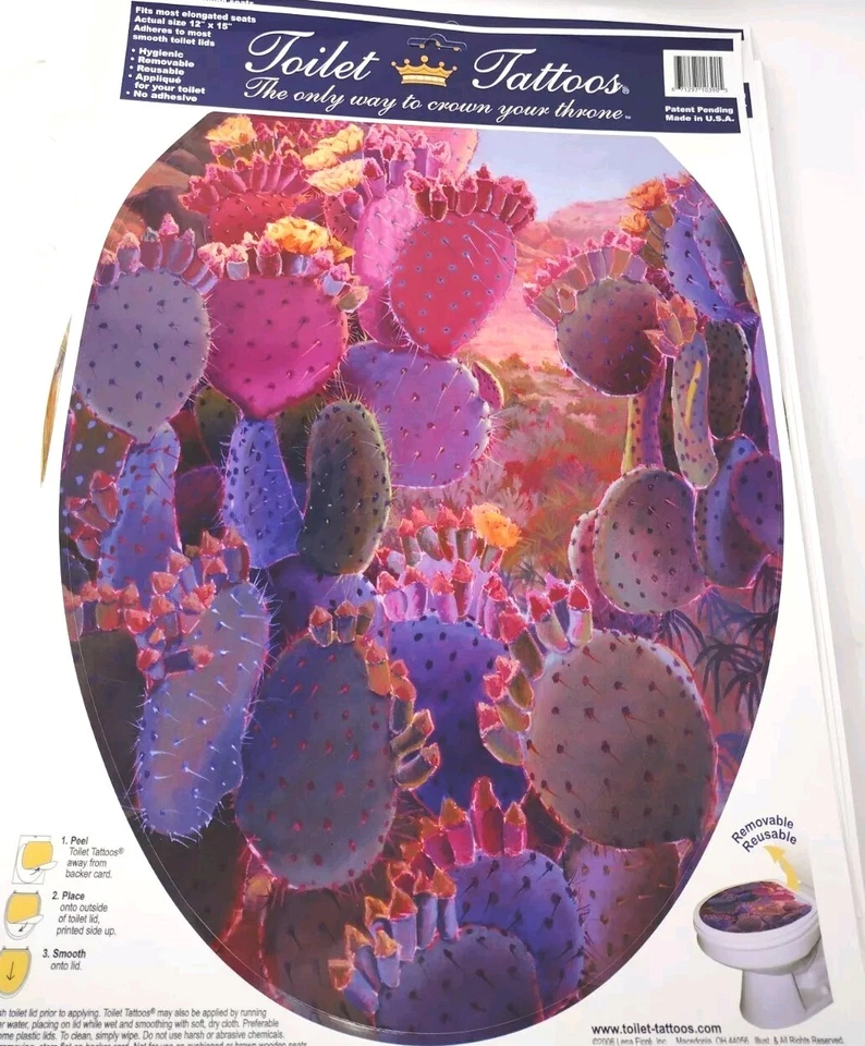 Toilet Tattoo Cactus Cacti Bathroom Lid Vinyl Removable Decoration 12x15 - Image 1 of 1