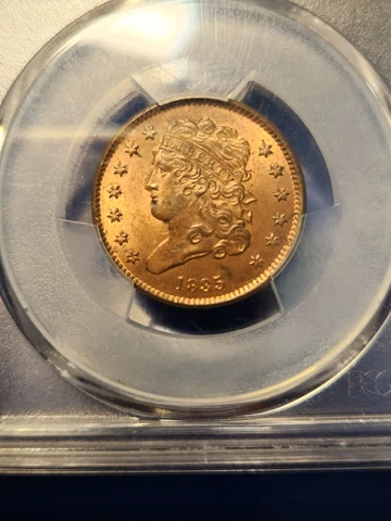 1835 PCGS MS64RB Classic Head Half Cent Cover