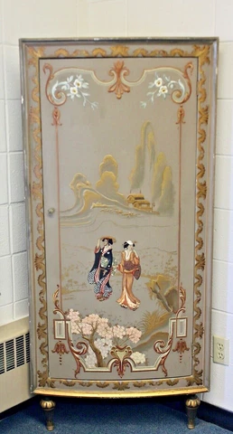 Antique Chinoiserre Corner Cabinet from Italy c1930 Hand Painted Scene of Orient Cover