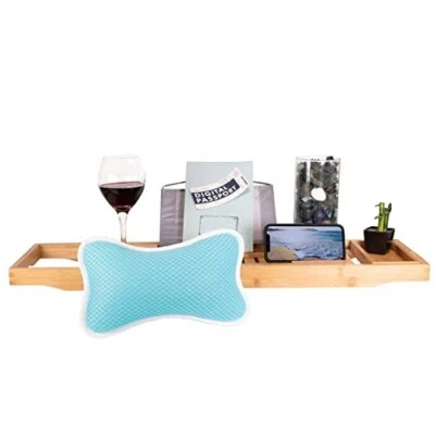Bandeja de Bañera de Bambú con Almohada de Baño, Lujo Caddy Spa Accesorios Suite Foto 1 de 4