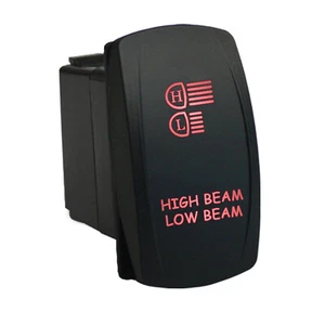 HIGH BEAM LOW BEAM 639R2 Rocker Switch 12V Laser LED red on-off-on 20A - Bild 1 von 1