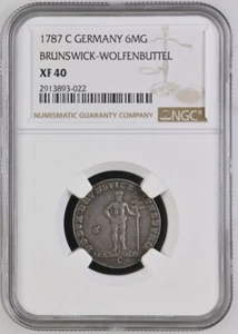 1787 C German States Brunswick-Wolfenbuttel. 1/6 Taler 6 MG, NGC XF 40 Germany - Picture 1 of 2