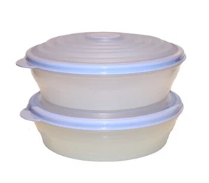 Juego de 2 cuencos rellenos Tupperware grandes rondas 4 tazas niebla de arándanos NUEVO - Imagen 1 de 2