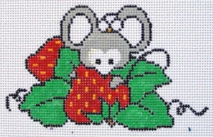 Berry Nice Mouse Hand Painted Needlepoint Canvas - Picture 1 of 1