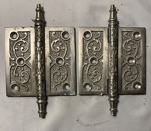 Pair Set  2 Victorian Design Steeple Tip Door Hinges 3 1/2”