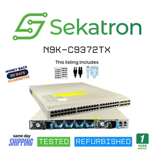 Cisco N9K-C9372TX 48x 10GB Copper 6x 40GB QSFP+ Back-to-Front Airflow Switch - Picture 1 of 2