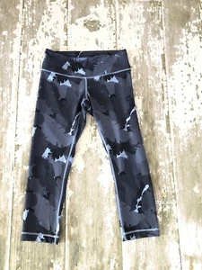 Lululemon Wunder Under Crop II Full-On Luon Palm Party blu denim nero taglia 6 - Foto 1 di 5