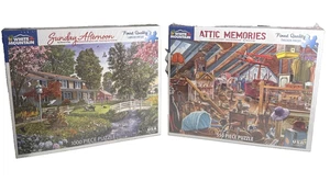 Rompecabezas White Mountain 1000 piezas dos cajas domingo tarde y recuerdos del ático sellados - Imagen 1 de 5