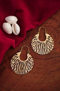 Tribal Brass Earrings, Mandala Hoop Earrings, Brass Earrings, Gift for her - Picture 1 of 3