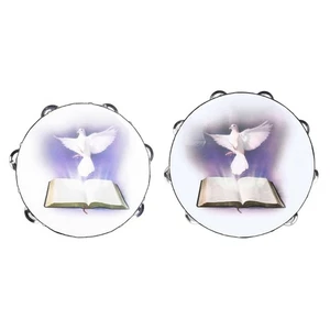 Dove Bible Bells Drum Handheld Tambourine Hand Bells for Family Party Child - Picture 1 of 10