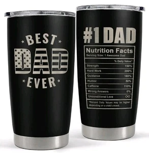 SANDJEST Best Dad Ever Bicchiere con Coperchio - Valori Nutrizionali Papà 20 oz Isolato...53 - Foto 1 di 11