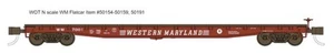Wheels of Time 50157 N WM 53' 6" General Service Welded Fish Belly Flatcar #7022 - Picture 1 of 1