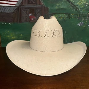 Shantung Herren Cowboyhut handgewebt 20x Stroh Western Panama Vintage - Bild 1 von 9