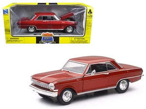 1964 Chevrolet Nova SS Burgundy "Muscle Car Collection" 1/25 Diecast Model Car b - Picture 1 of 1
