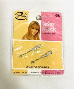 VINTAGE GOODY FASHION AKZENTE FÜR IHR HAAR JUWELENBESETZTE BOB-PINS 2ER PACK NEU 70er - Bild 1 von 5
