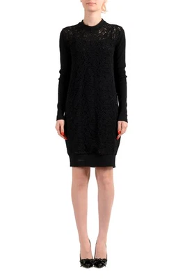 Nuevo con etiquetas $895 Vestido ceñido al cuerpo Versace para mujer negro de encaje tejido manga larga Foto 1 de 4