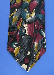 Corbata de cuello para hombre Bonney & Gordon abstracta seda borgoña oro azulado gris - Imagen 1 de 2