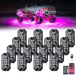 16 Pods RGBW LED Rock Lights Underglow Wheel Light APP/RF Remote Control ATV UTV - Picture 1 of 15