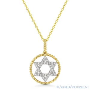 Collar Judaica Colgante Estrella de David Magen Oro 14k K Estrella Diamante Redondo de 0,11 quilates - Imagen 1 de 1